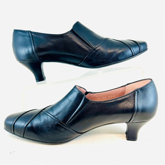 Beautifeel Black Leather Rosalina Pleated Pumps Heels, size 39 8 8.5 - Picture 6 of 12